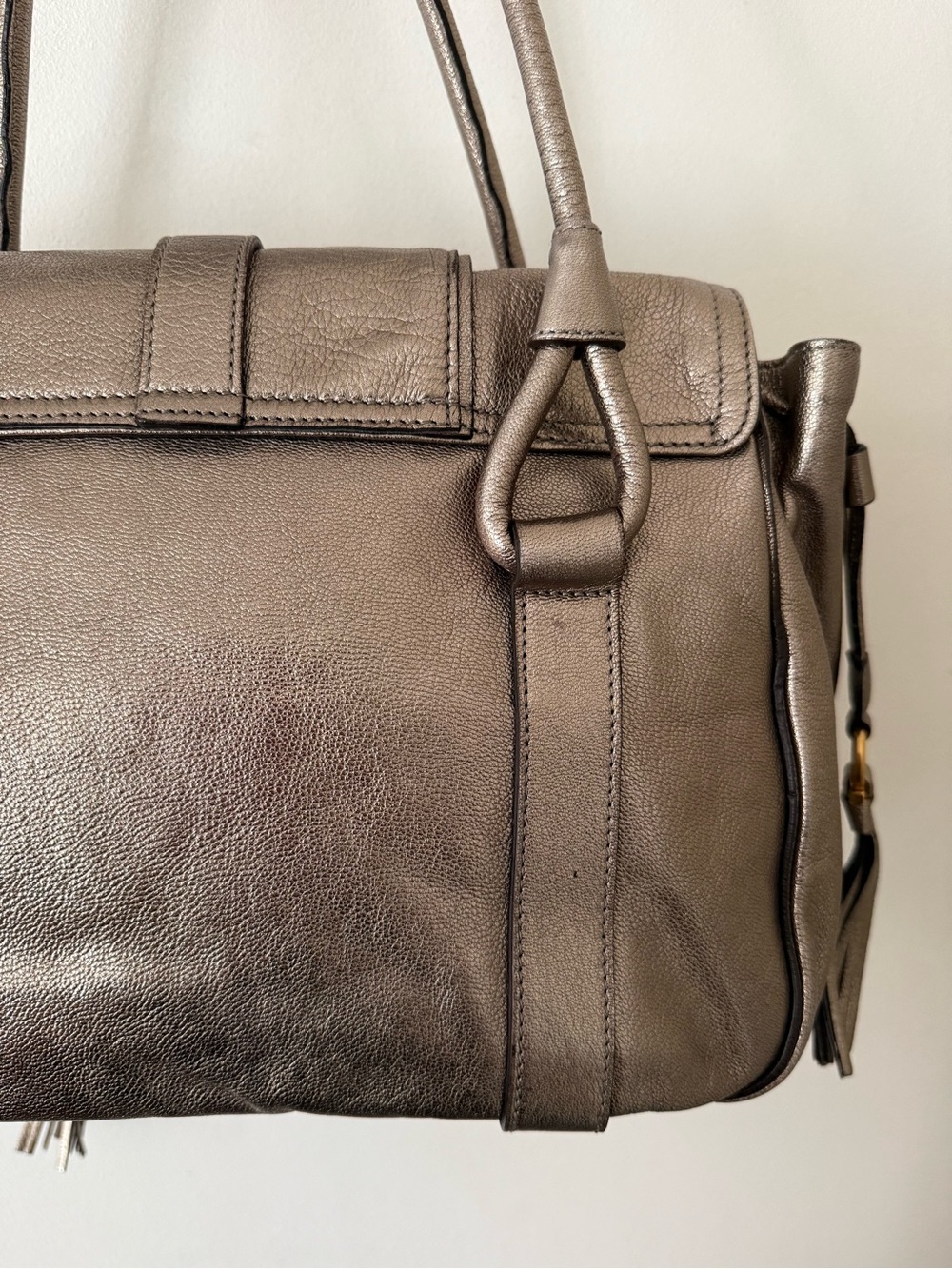 Salvatore Ferragamo Metallic browny pewter leather Multi-Pocket Tassel bag - Picture 16 of 16